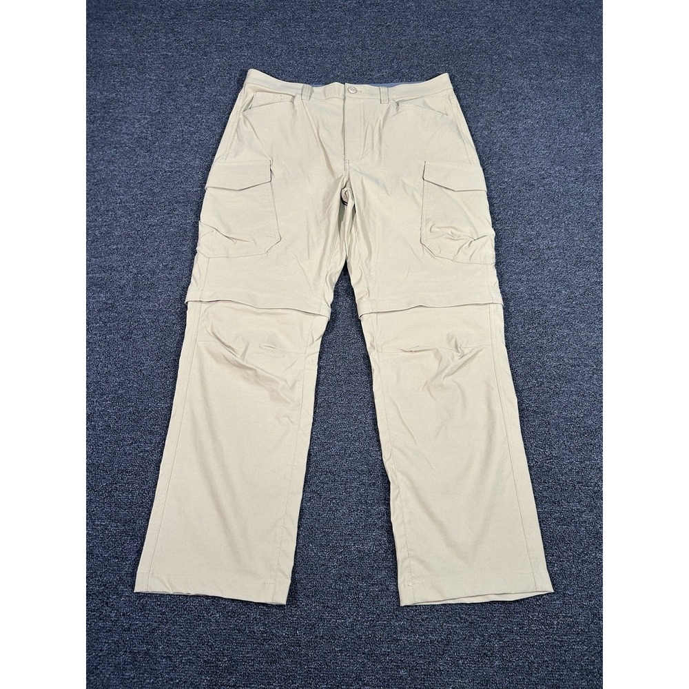 Eddie Bauer Rainier Convertible Hiking Pants Men 34x30 Brown Cargo Nylon Stretch